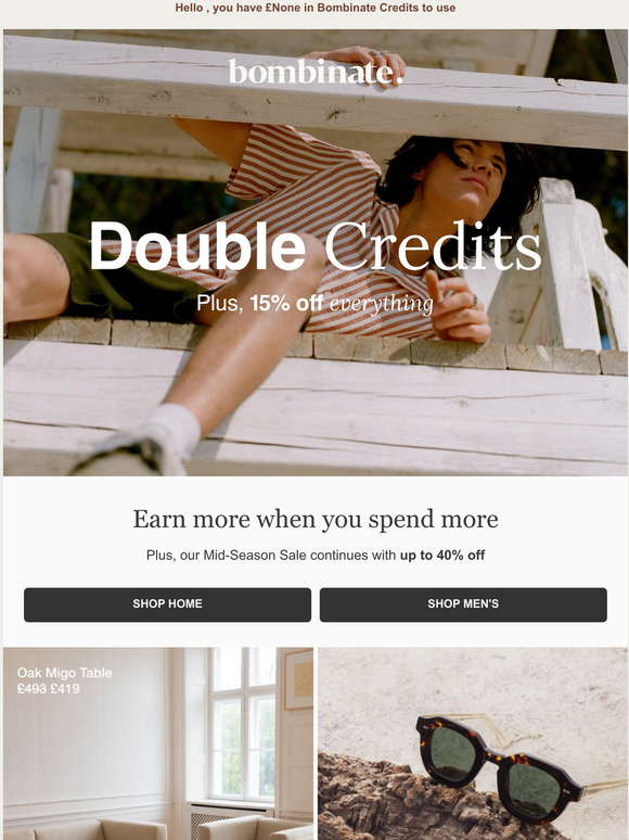 Double credits this weekend only