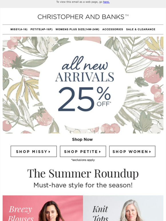 Christopher & Banks See Whats Hot For Summer Milled