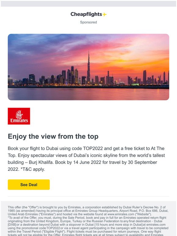 Your free ticket to At The Top, Burj Khalifa