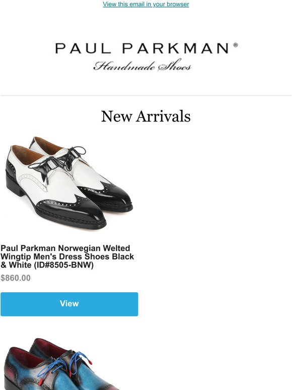 Paul Parkman Norwegian Welted Wingtip Men's Dress Shoes Black & White (ID#8505-BNW) 