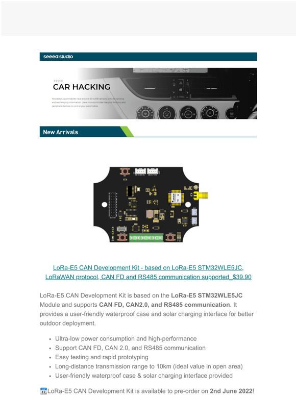 Seeed Studio: New LoRa-E5 CAN Dev Kit arrived! Check CAN-Bus Hacking ...
