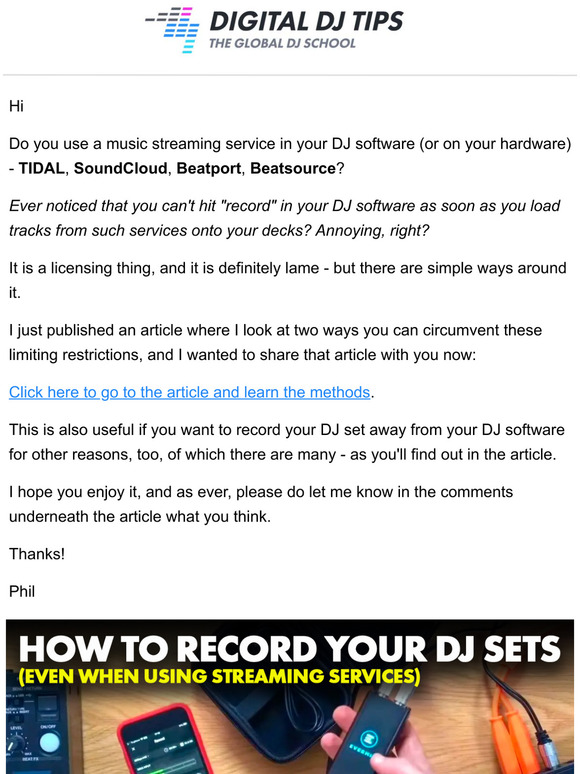 Pro hack: Record your sets with streamed music