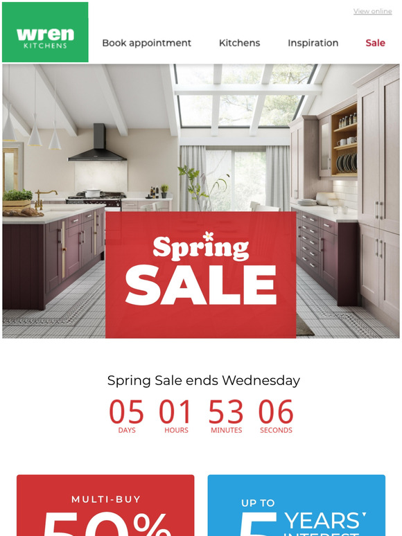 Wren Kitchens - The Wren Kitchens Summer Sale is now on! Get your dream  kitchen half price with an EXTRA 25% off when you buy five or more units.  We're also offering