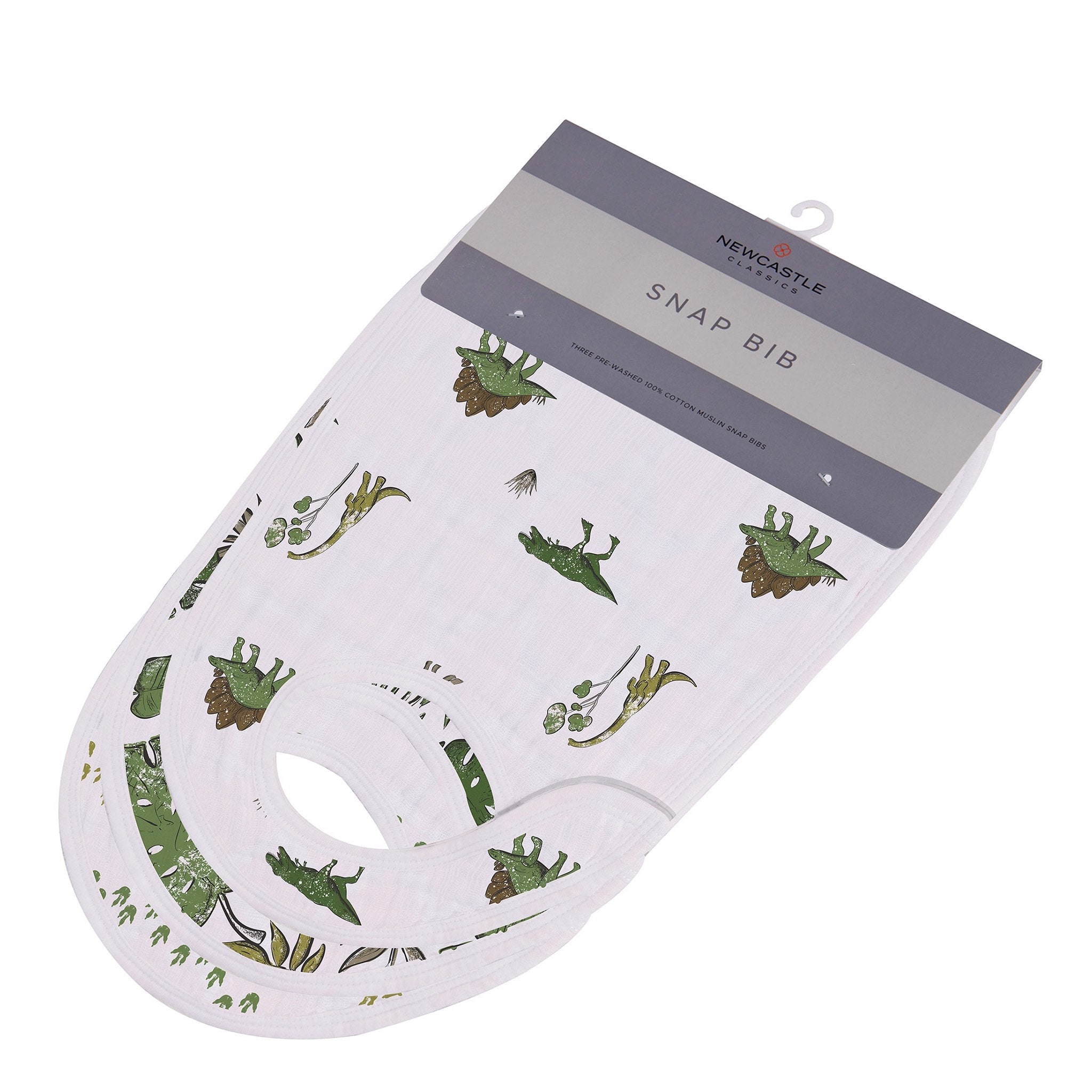 Image of Dino Days Cotton Muslin Snap Bibs 3PK