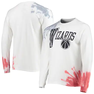 Men's Junk Food White Washington Wizards Tie-Dye Long Sleeve T-Shirt