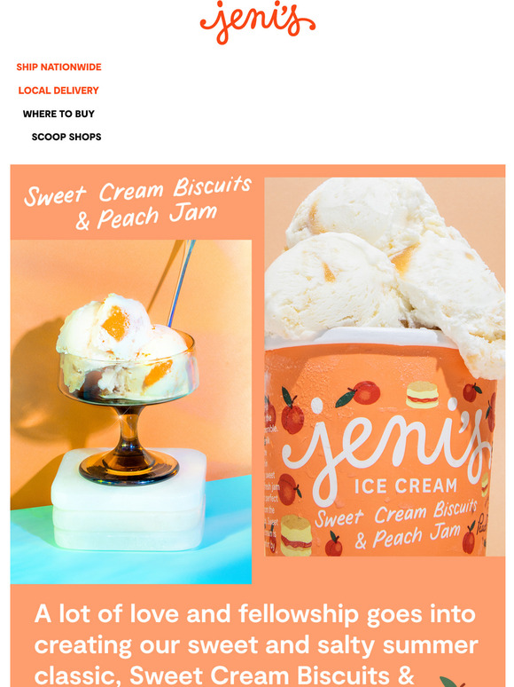 Jeni's Ice Creams Four words Biscuits, buttermilk, peach jam Milled