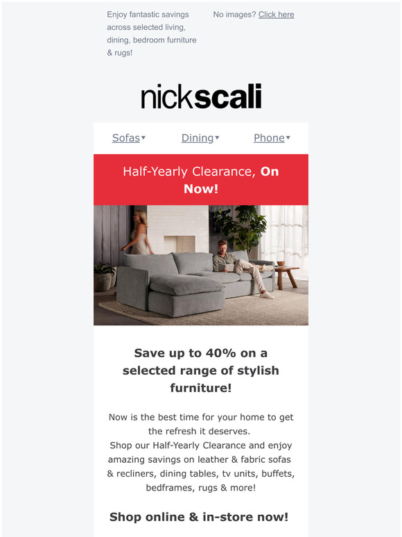 Nick Scali Online HalfYearly Clearance ON NOW! Milled