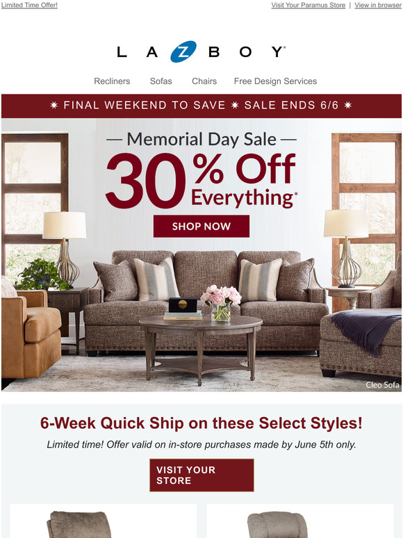 Lazy Boy Memorial Day Sale 2025 La-Z-Boy: Memorial Day Deals + Quick Ships! | Milled