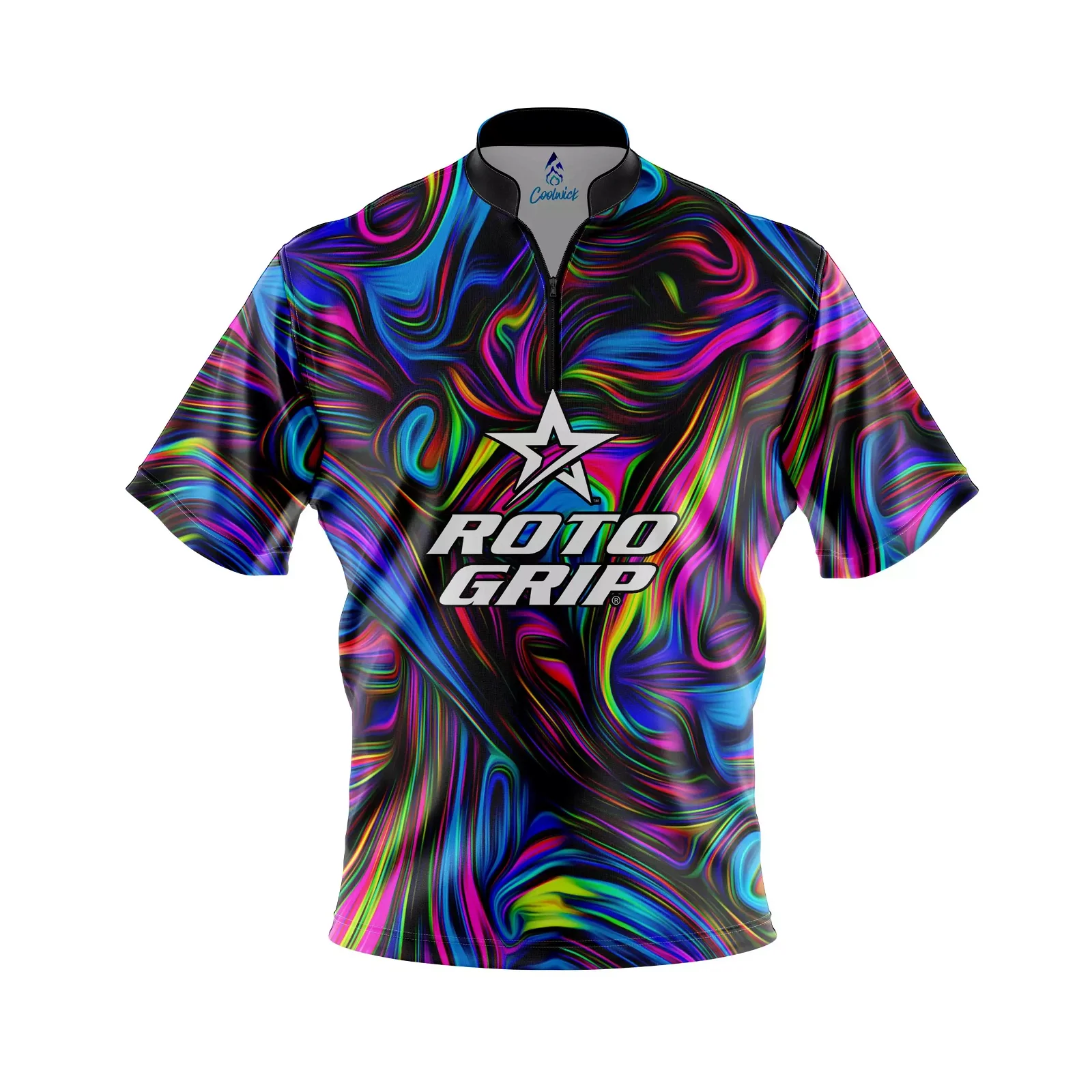 Image of Roto Grip Psychedelic Swirl Quick Ship CoolWick Sash Zip Bowling Jersey