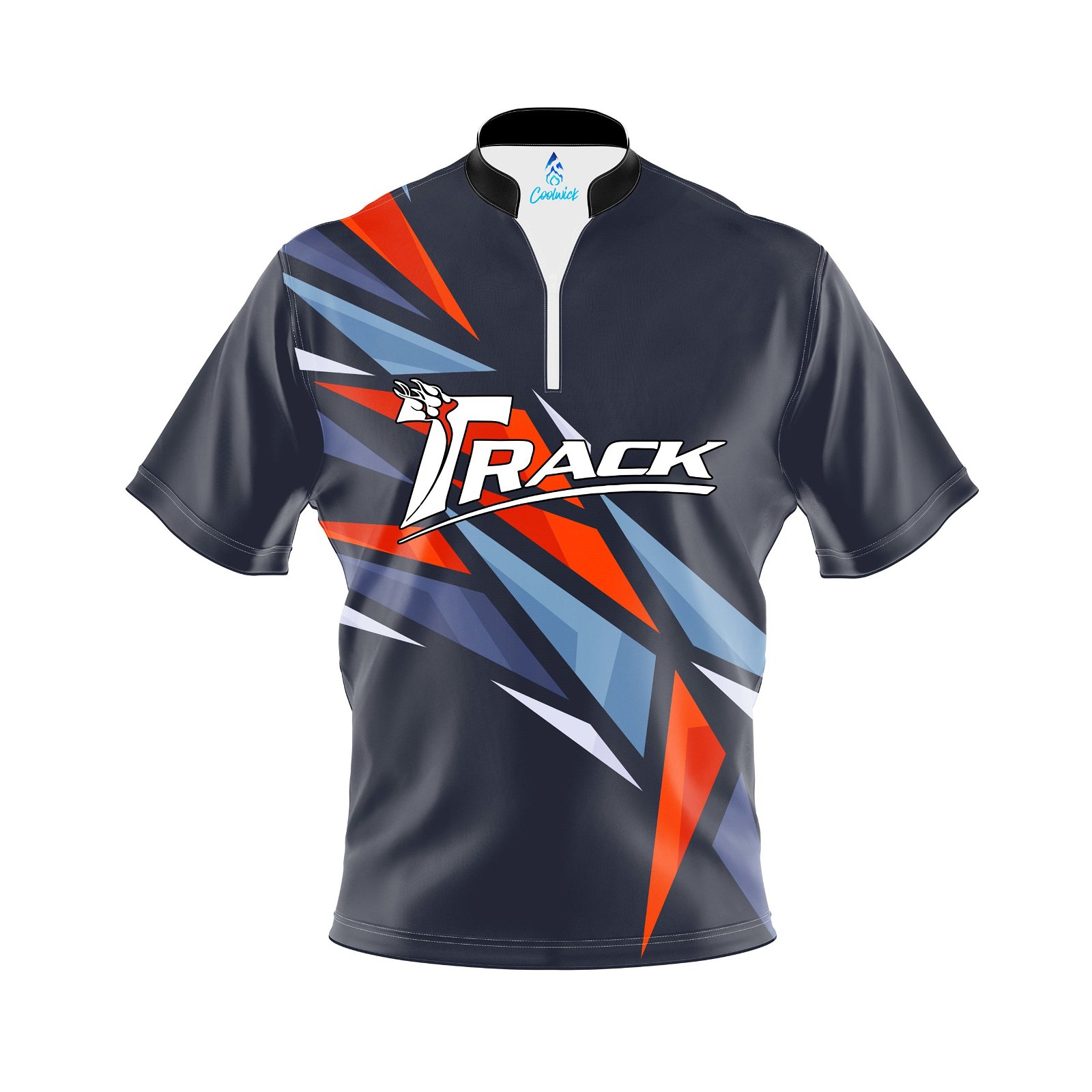 Image of Track Sport Triangle Quick Ship CoolWick Sash Zip Bowling Jersey