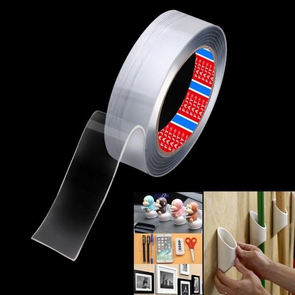 Nano Magic Tape Traceless Washable Double Sided Adhesive Tape for Home / Car - 3cm x 1m / 1.2in x 3.3ft - Transparent