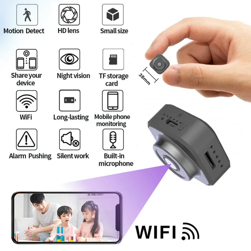 Super Mini Wifi Camera HD 1080P Wireless Camcorder Home Security Motion Detection Nanny IP P2P Camera DVR Rechargeable Battery cam