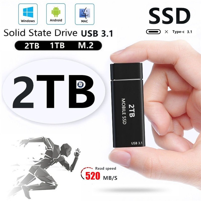SSD Hard Drive High Speed Mobile Solid State Drive 2TB 16T 500G Large Capacity Hard Disk External USB 3.1 New Upgrade