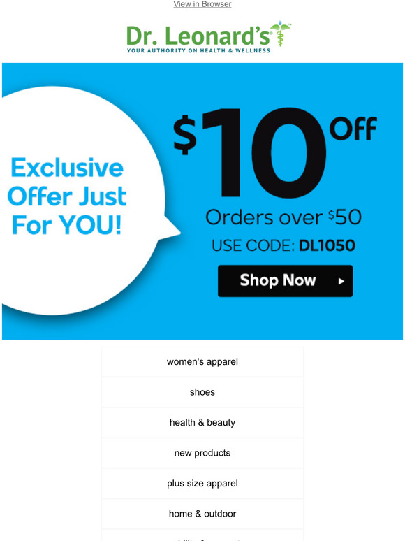 Dr. Leonard's Exclusive Offer! 10 off* Your Order! Milled