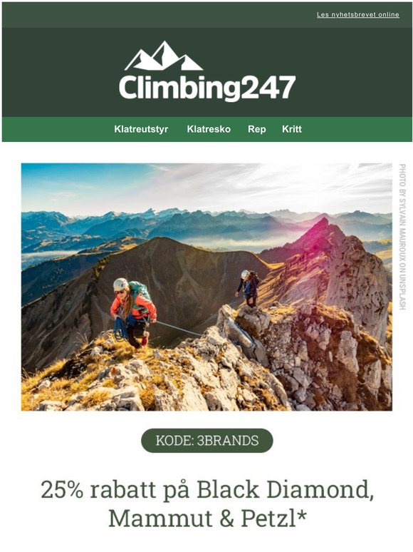 25% p Black Diamond, Mammut & Petzl!