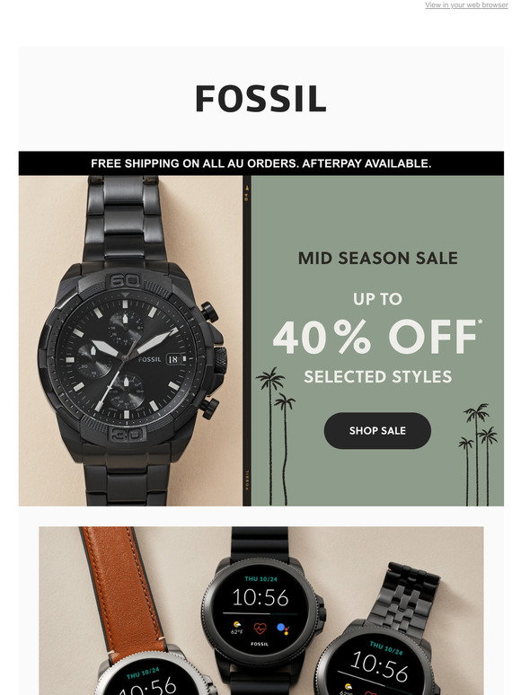 fossil.com.au: AfterPay Day Starts Now 