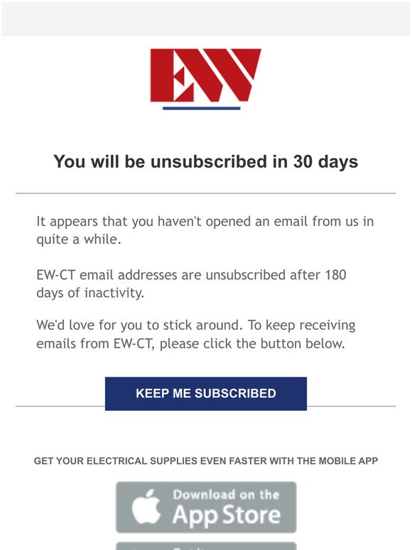 WARNING: You will be unsubscribed in 30 days