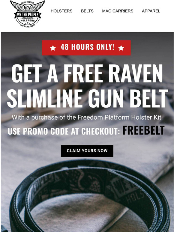 We The People Holsters Get A Free Raven Slimline Gun Belt Milled 7043