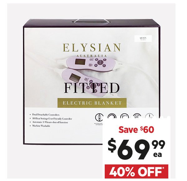 ELYSIAN Fitted Electric Blanket with 10 Heat Settings