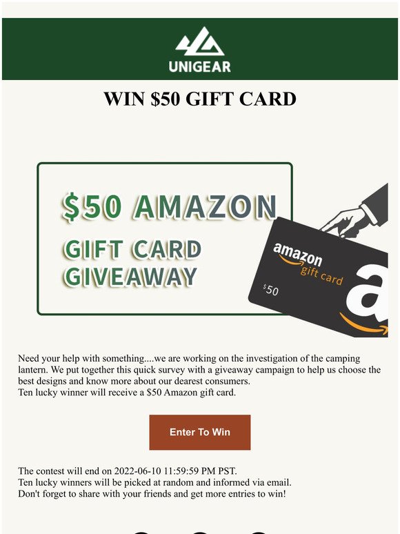  Win $50 Amazon Gift Card
