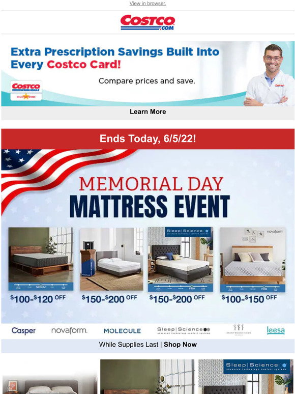 Costco Ends Today! Memorial Day Mattress Event & Beauty Savings. Milled