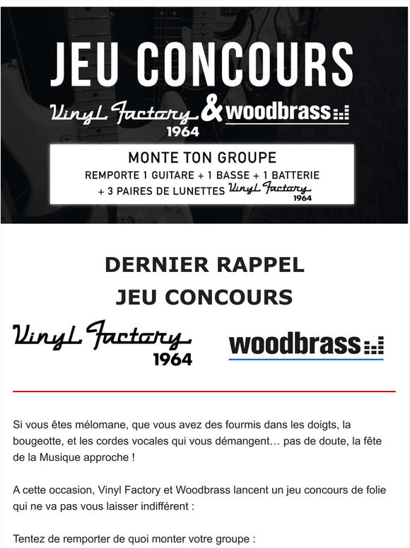 Jeu concours WoodBrass x Vinyl Factory