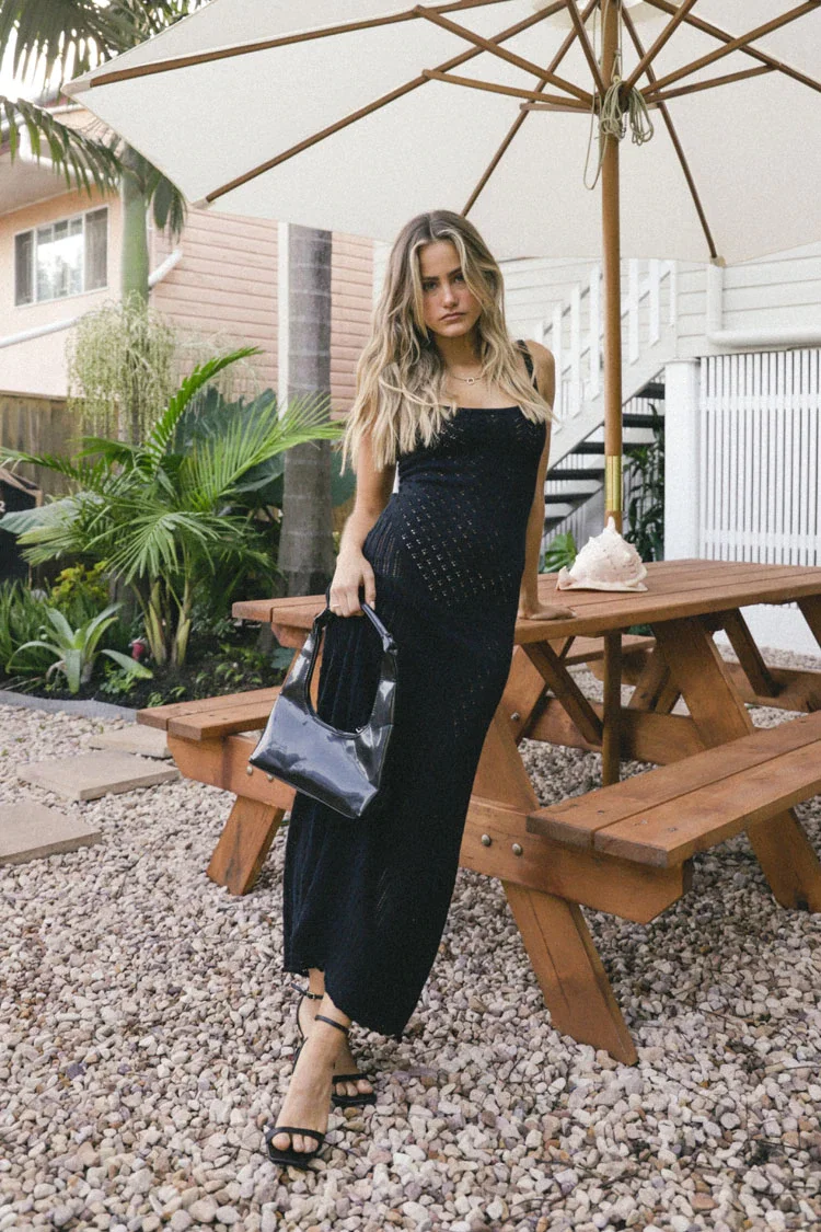 Image of VRG GRL Freedom To Dream Crochet Maxi Dress // Black