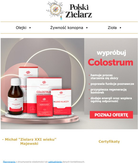 Wyprbuj Colostrum na wzmocnienie organizmu  Sprawd ofert Polskiego Zielarza