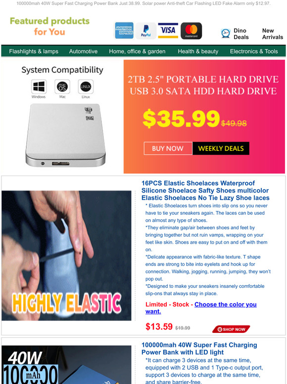 2TB HDD 2.5 Mobile Hard Disk Just $35.99.16PCS Elastic No Tie Shoe laces Only $13.69.