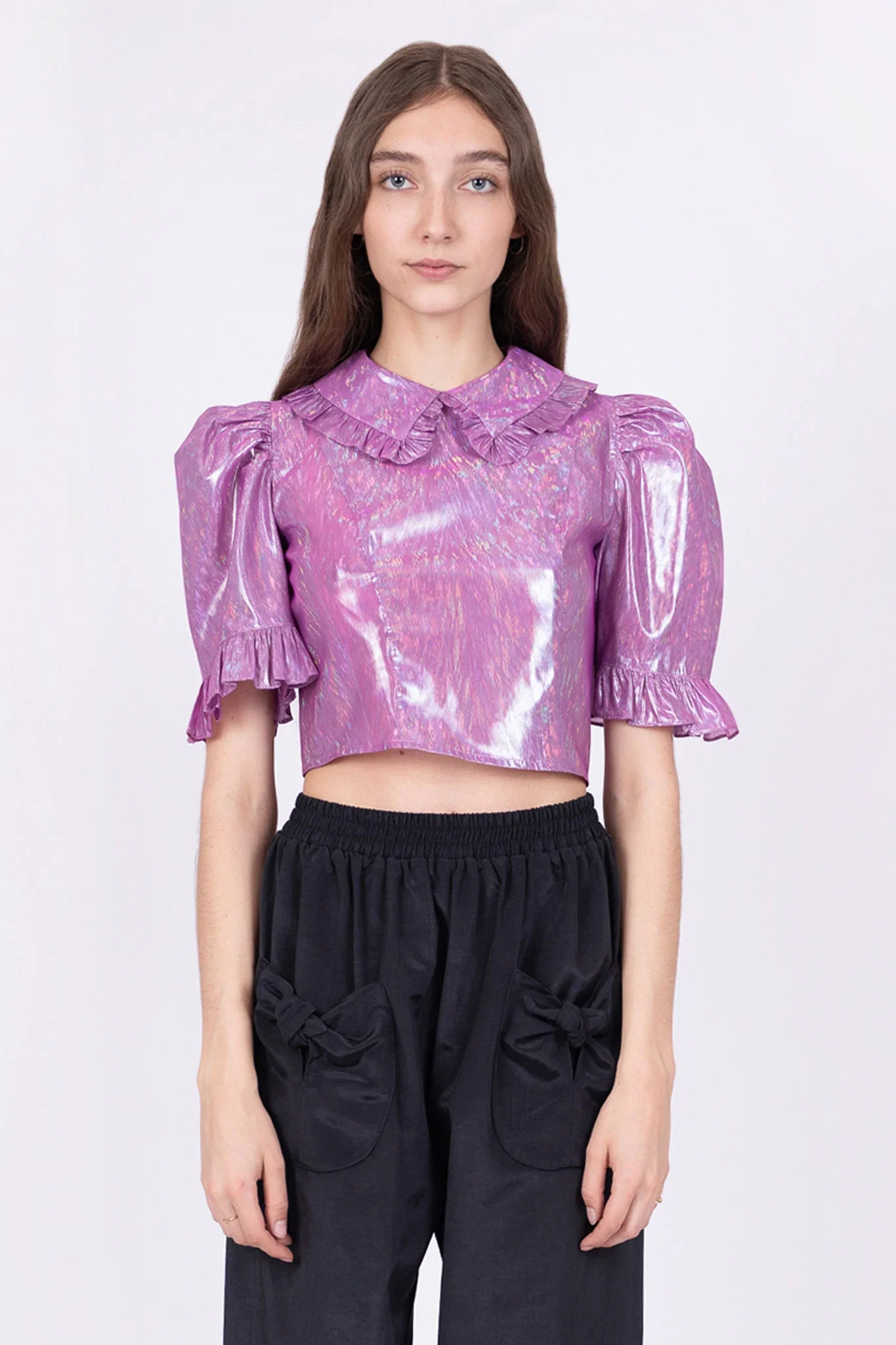 Image of Spring Lucy Top in Pink Holographic Lamé