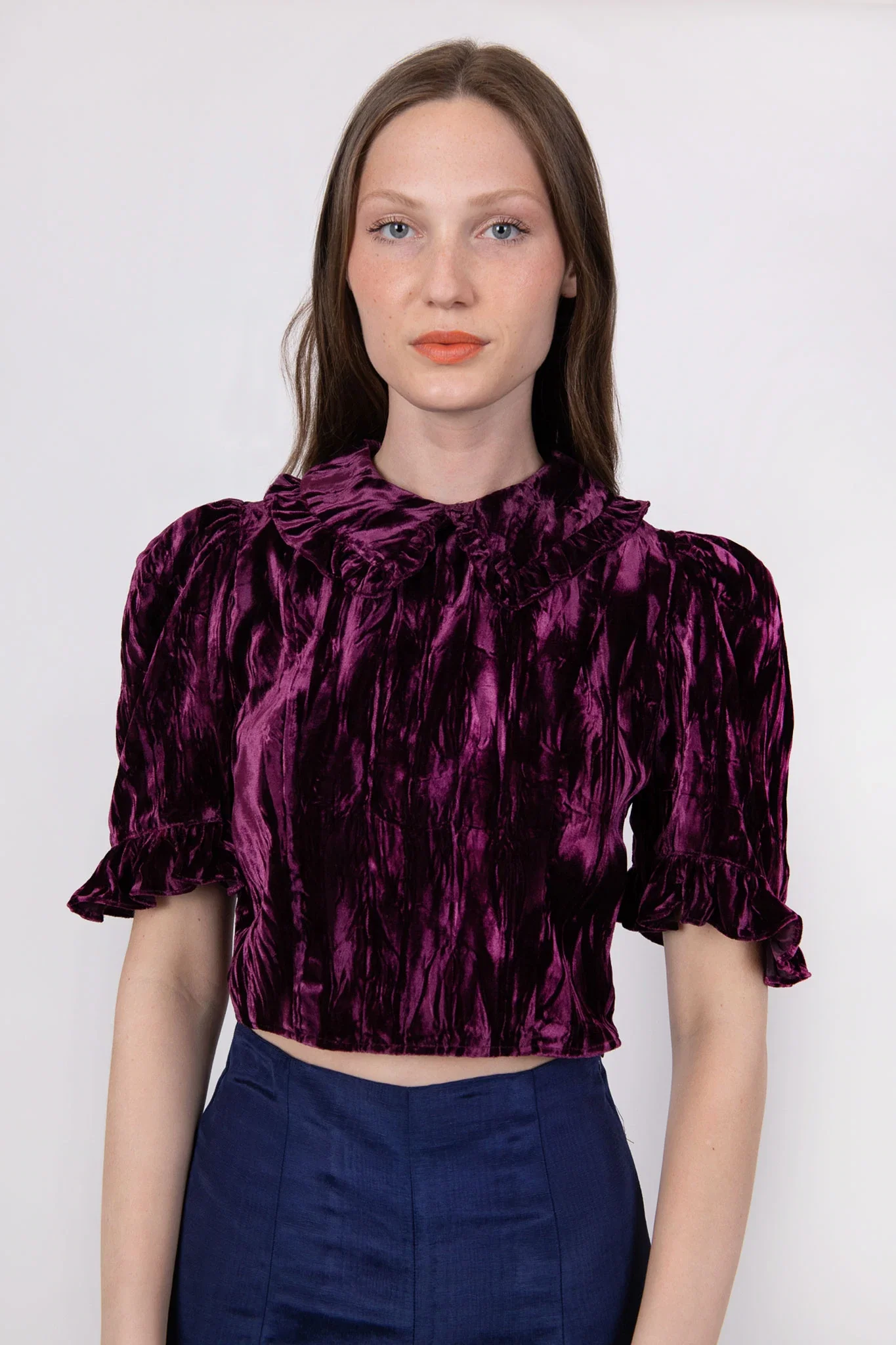 Image of Spring Lucy Top in Grape Crushed Velvet
