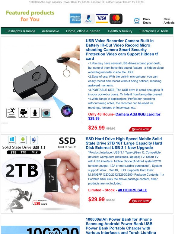 FINAL DAY!USB Voice Recorder Camera Just $25.99.2TB SSD Hard Drive Just $29.99.