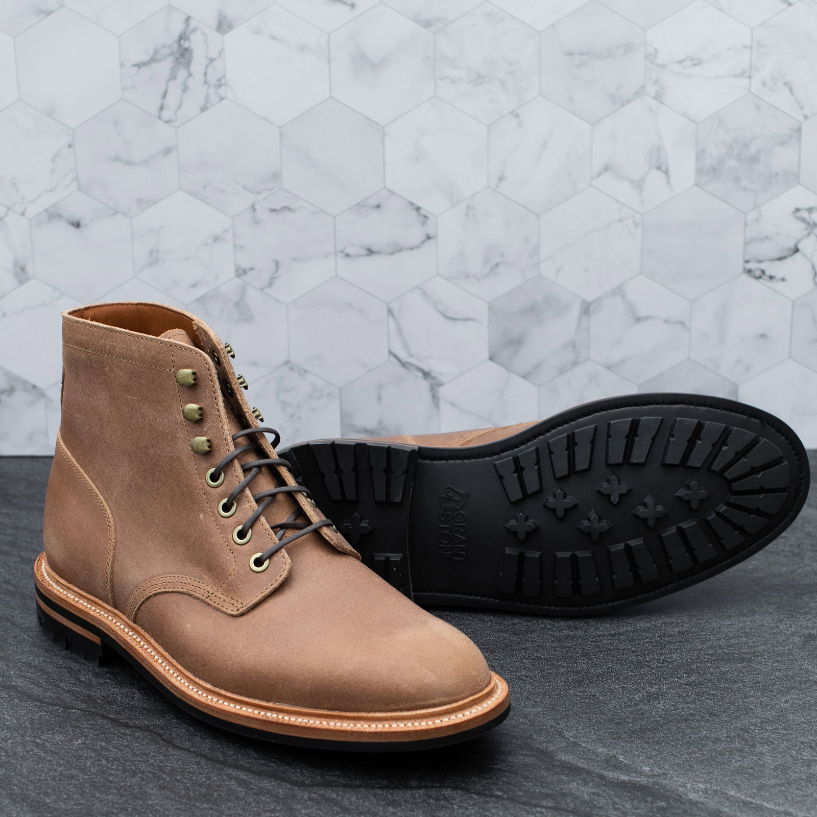 Grant Stone: New Waxed Commander Diesel & Brass Boots | Milled display picture 1