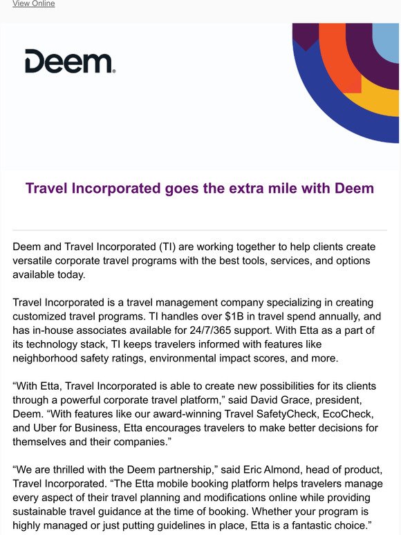 Travel Incorporated goes the extra mile with Deem