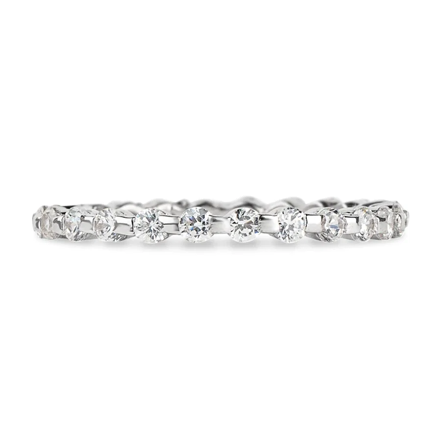 Halle's Round Cut Full CZ Eternity Band .925 Sterling Silver