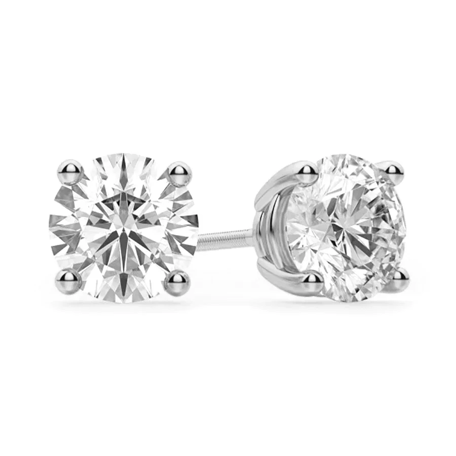 Round Solitaire CZ Stud Earrings