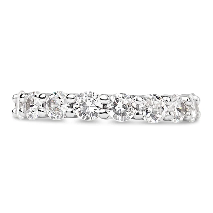 The Simple Round Cut Full CZ Eternity Band .925 Sterling Silver