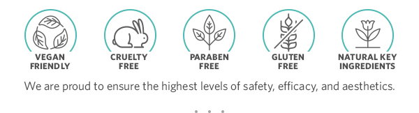 Vegan friendly - Peta certified | Cruelty Free - Peta Certified | Paraben Free | Gluten Free | Natural Key Ingredients