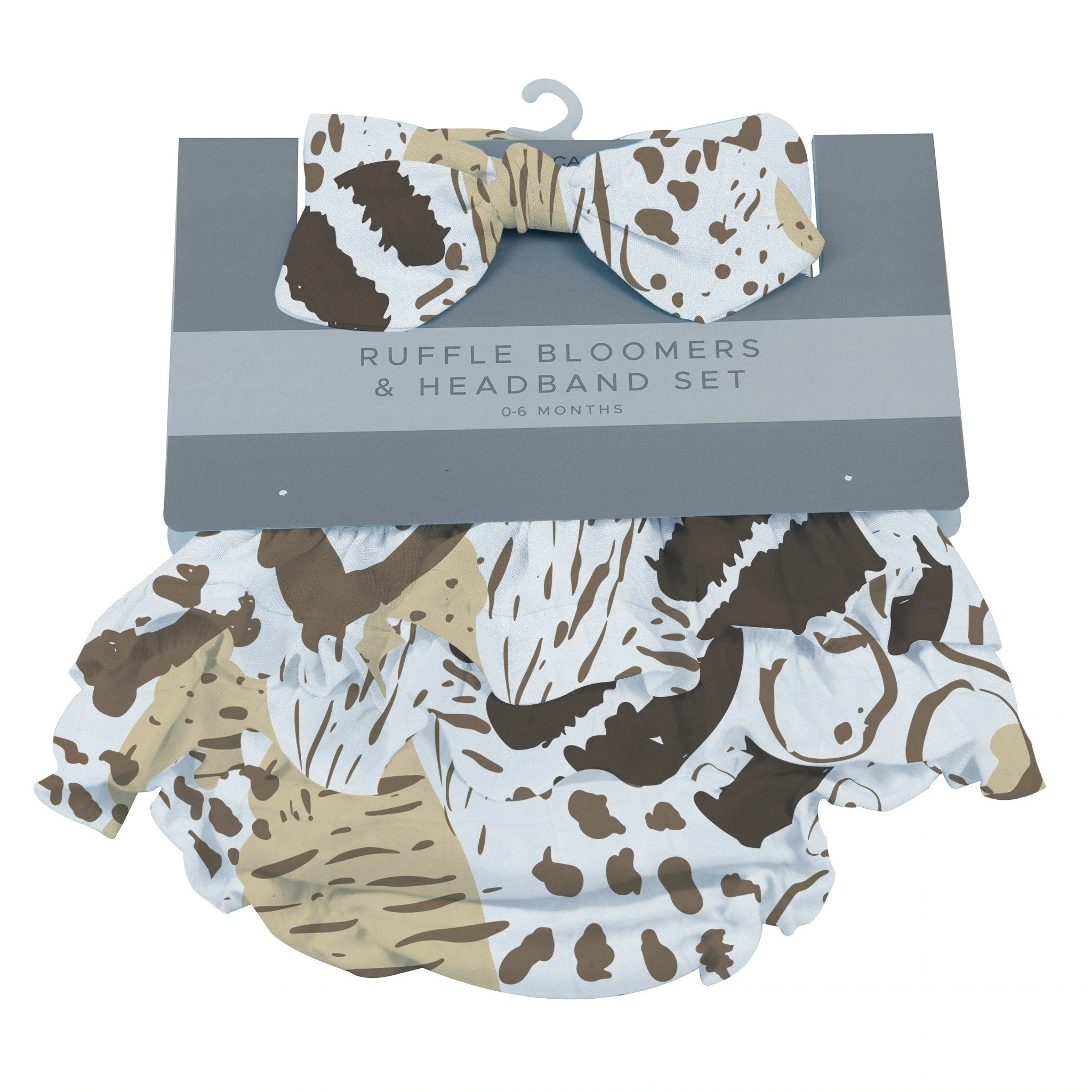 Image of Animal Print Ruffle Bamboo Bloomer Headband Set