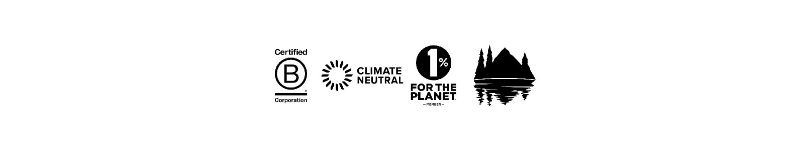 Certified B Corporation, Climate Neutral, 1% for the planet, The Conservation Alliance