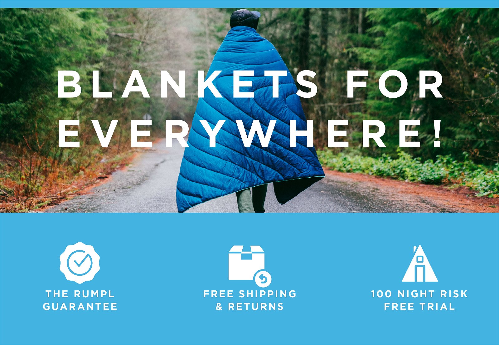 Blankets For Everywhere! Rumpl Gaurantee. Free Shipping & Returns. 100 night risk free trial.