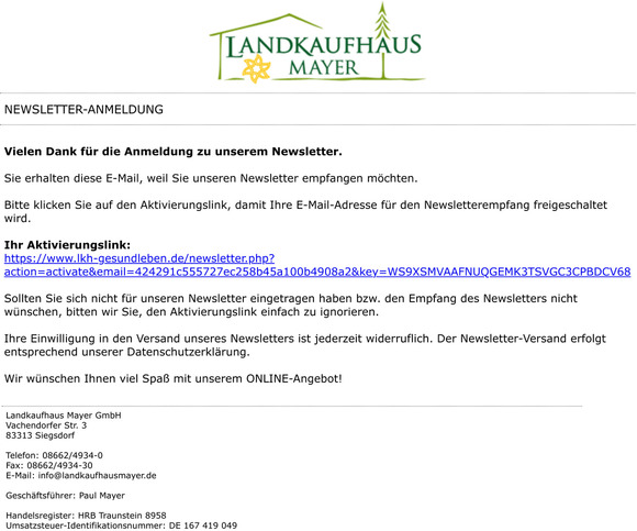 Ihre Newsletter-Anmeldung