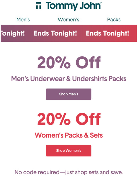 tommy john 20 off code