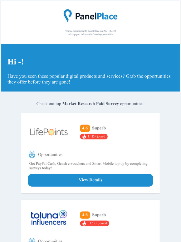 Hi -don't miss out these new opportunities