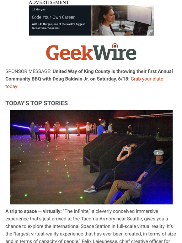 GeekWire ‘The largest virtualreality experience’ on the International