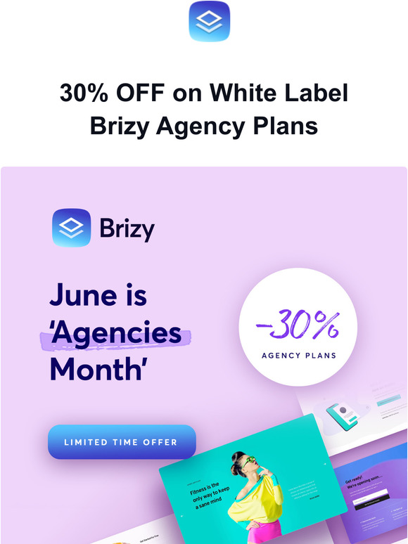Get 30% OFF on any Brizy Agency plans