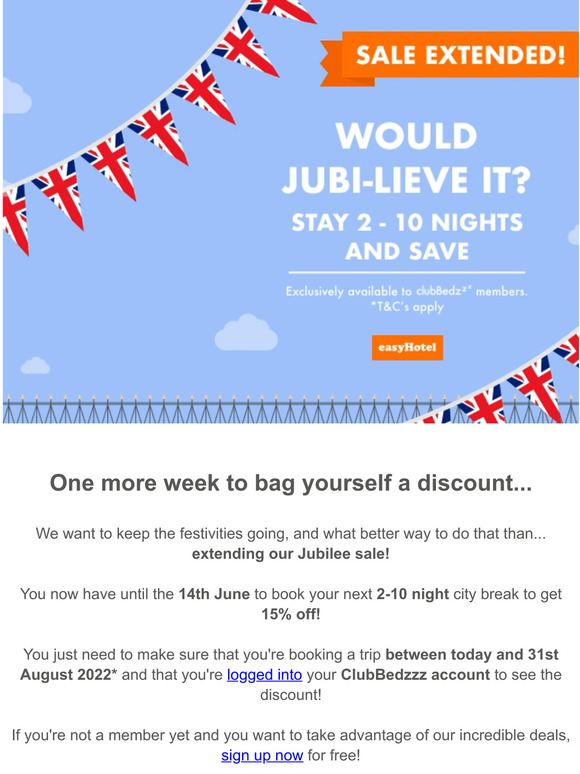 easyHotel Our Jubilee sale has been extended! 😱 🎉 Milled