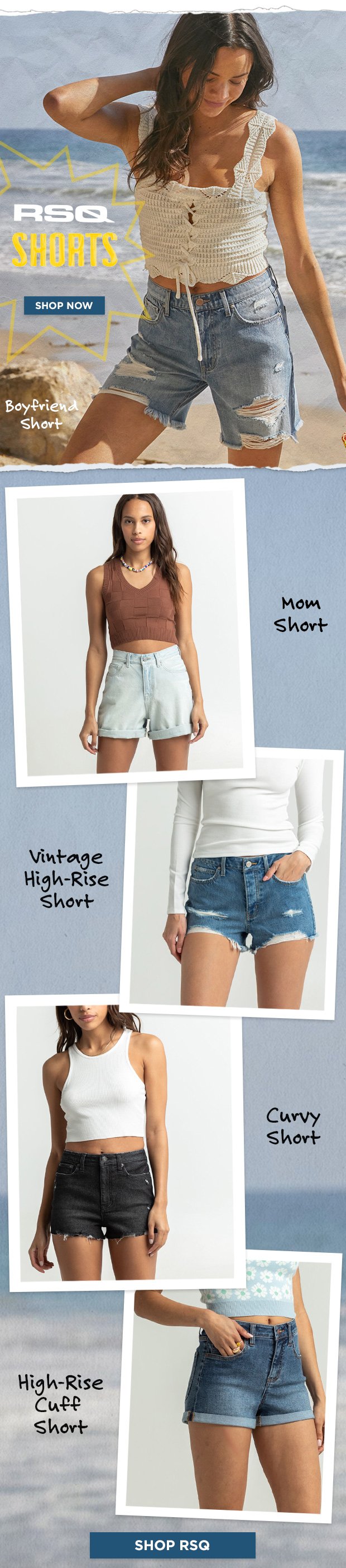 RSQ Womens Vintage High Rise Shorts