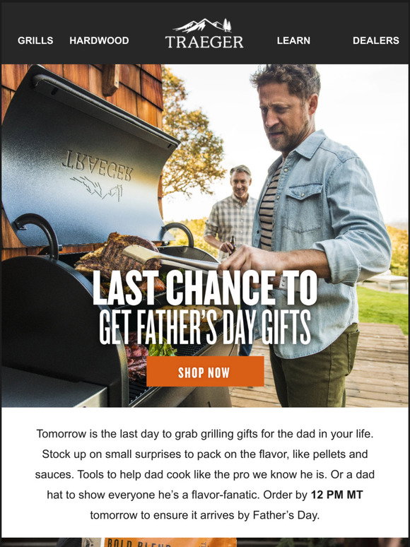 Traeger Grills Order by 12 PM MT Tomorrow to Get Gifts by Father's Day