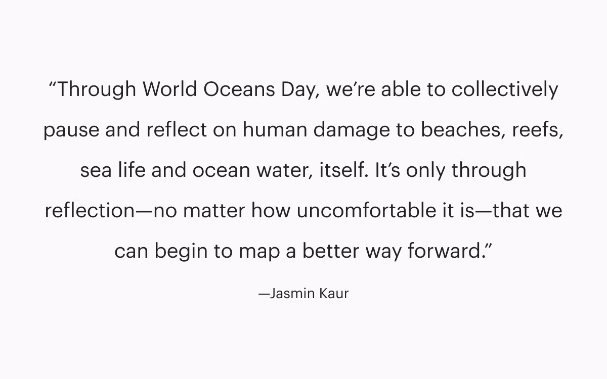 Pause and reflect on human damages to beaches, reefs, and sea life